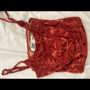 tiger mist red lace top